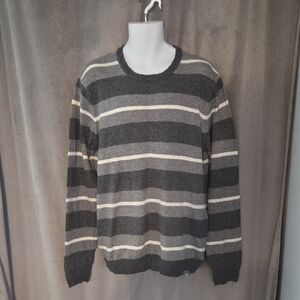 NWT XL Aeropostale Men's Striped Crewneck Sweater - Gray and White